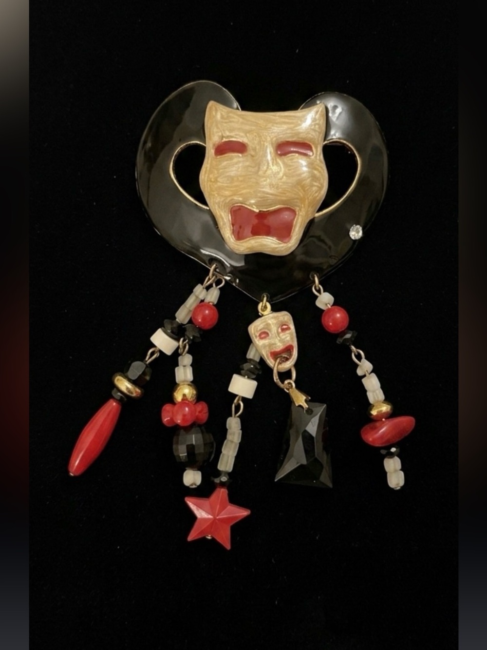 #232 Vintage 1980’s Theater Drama Mask Brooch Pin